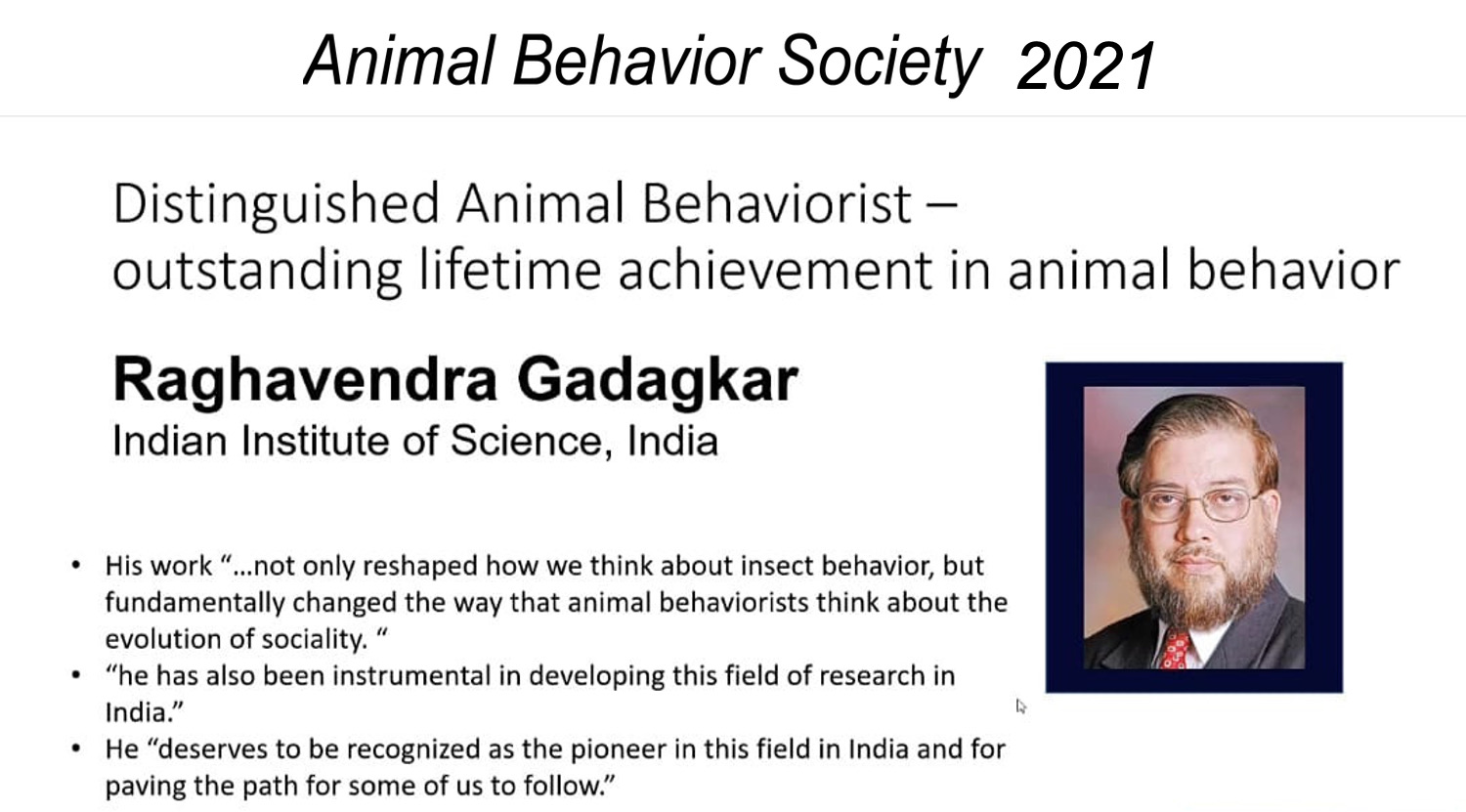 ABS Distinguished Animal behaviorist